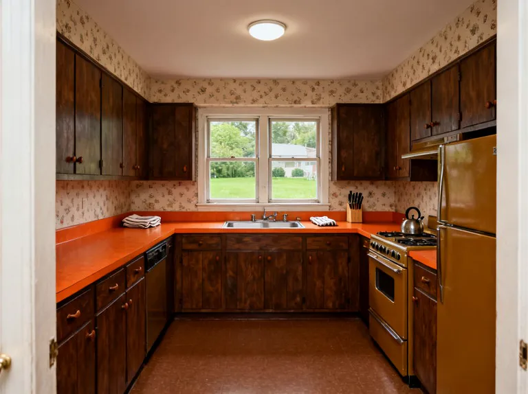 A dated kitchen before its modern redesign