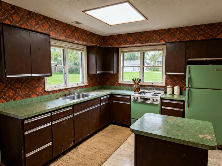 A dated kitchen before its scandinavian redesign