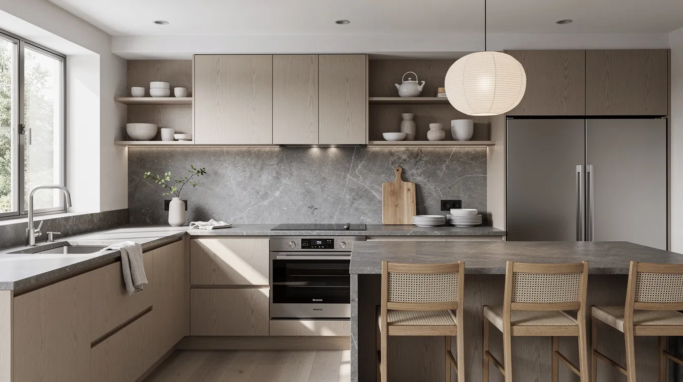 Reference kitchen image showing the Japandi style