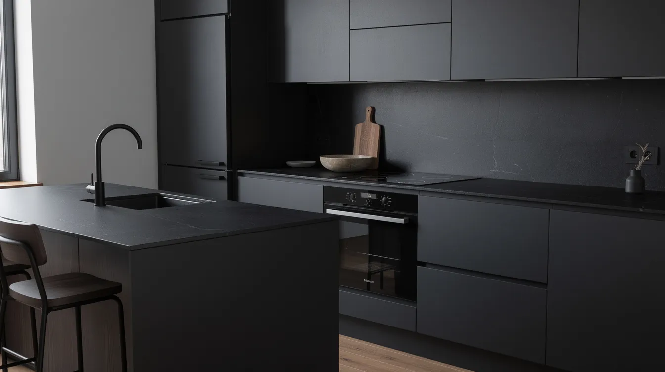 Reference kitchen image showing the Nordic Noir style