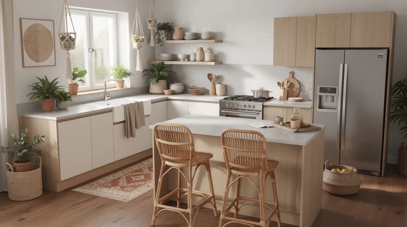 Reference kitchen image showing the Scandi Boho style