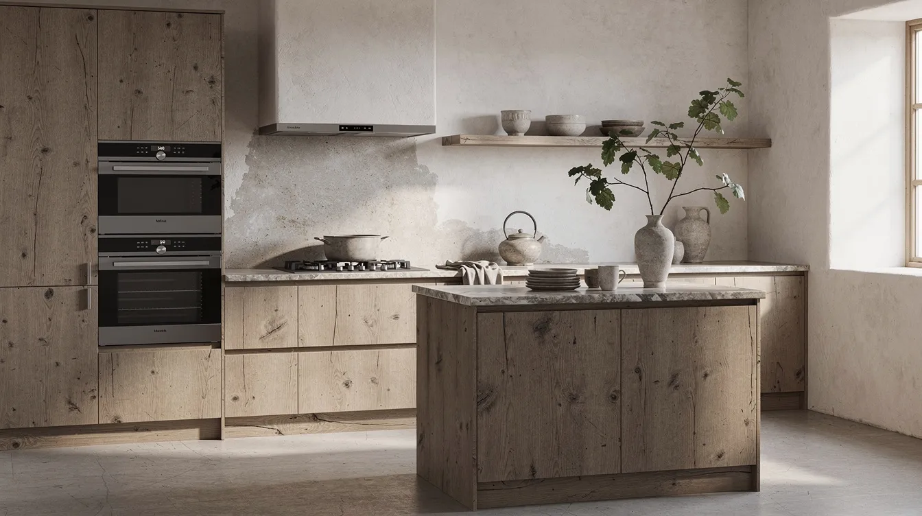 Reference kitchen image showing the Wabi-Sabi style