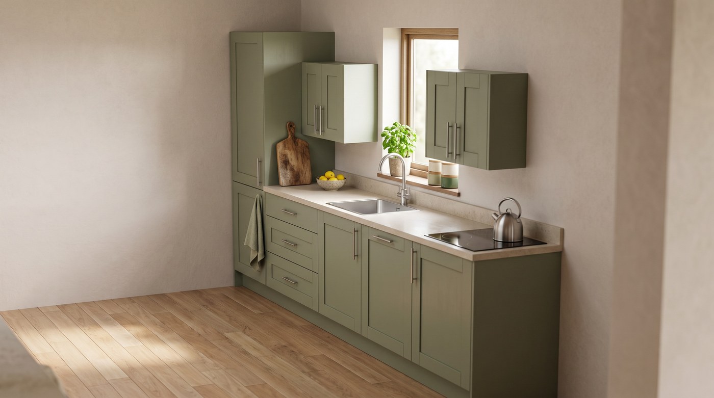 The same finished plan turned into a photorealistic kitchen